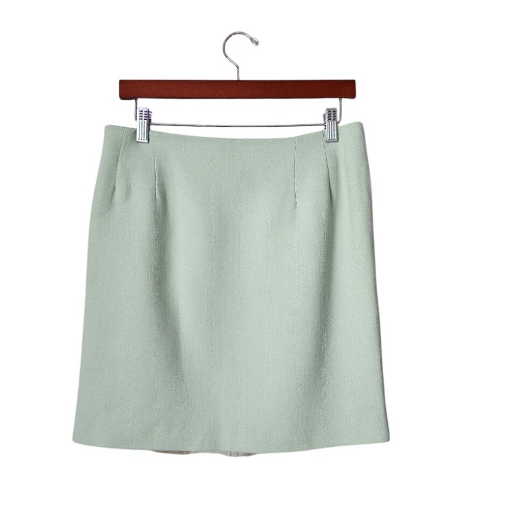 GRUPPO AMERICANO ViTG wool mini skirt light green workwear officewear size‎ 12
